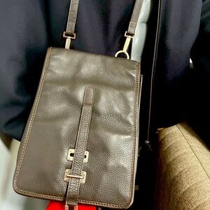 Elegant Brown Leather Men's Bag by Kenneth Cole